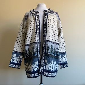 vintage hand knit bear cardigan